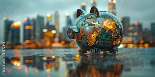 Global Savings in Modern Cityscape, generative ai photo