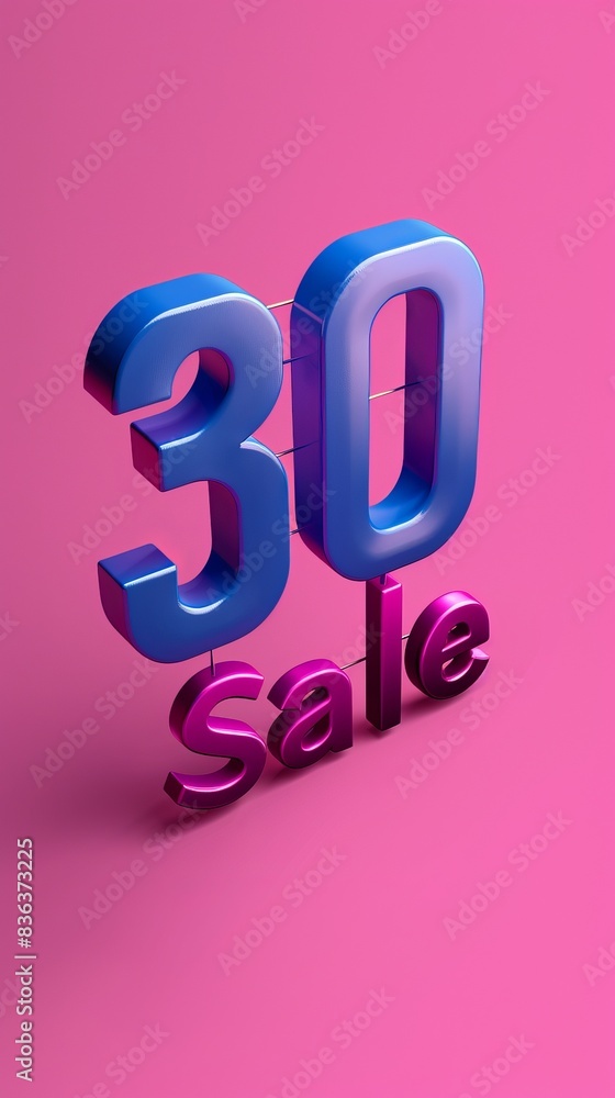 Bold Sale Concept with 3D 30% on Minimalist Background for Text Overlay Bold Sale Concept with 3D 30% on Minimalist Background for Text Overlay