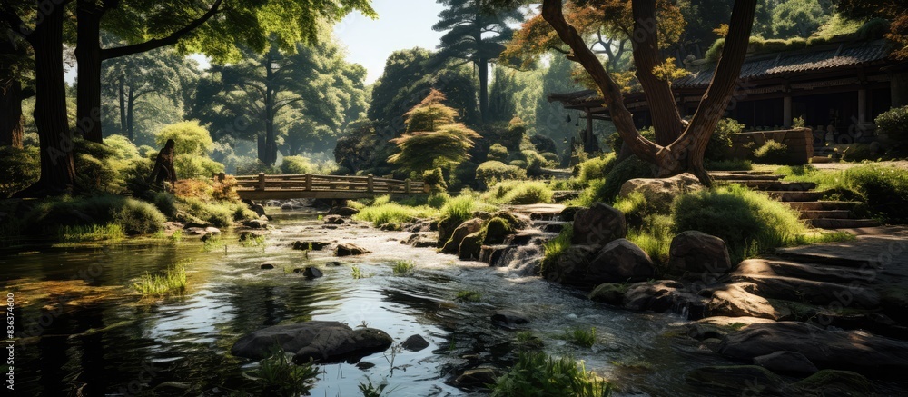 Beautiful garden with waterfall views Beautiful garden with waterfall views
