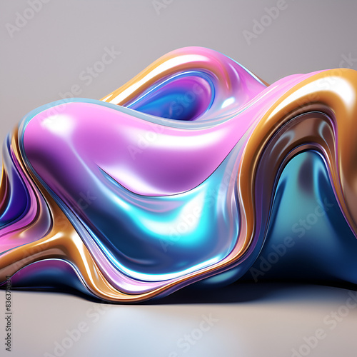 uid Smooth Abstract Metallic Holographic Colored Shape Background photo