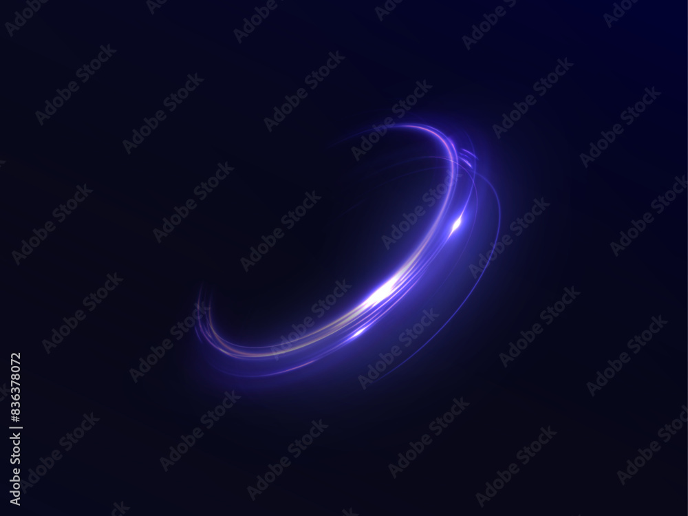 Dynamic blue lines of light with glow effect. Rotating light shiny half rings. Abstract sparkling dynamic light speed lines. Vector 10 EPS Dynamic blue lines of light with glow effect. Rotating light shiny half rings. Abstract sparkling dynamic light speed lines. Vector 10 EPS