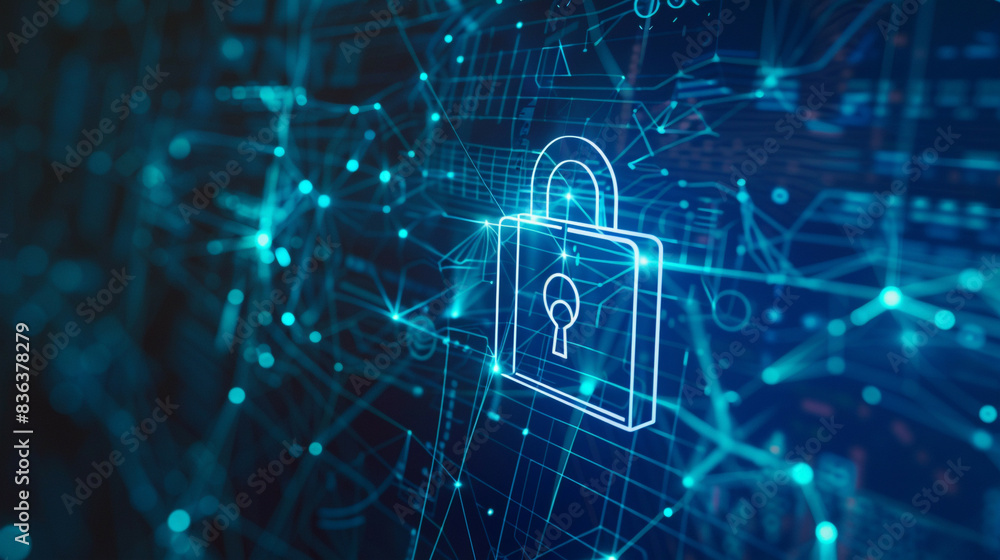 Secure website design and programming technology developer coding for social world safety cyberspace protection with lock icon and blue tech background Secure website design and programming technology developer coding for social world safety cyberspace protection with lock icon and blue tech background