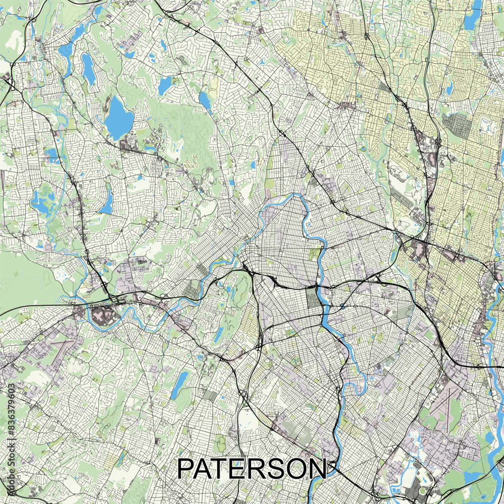 Paterson, New Jersey, United States map poster art Paterson, New Jersey, United States map poster art