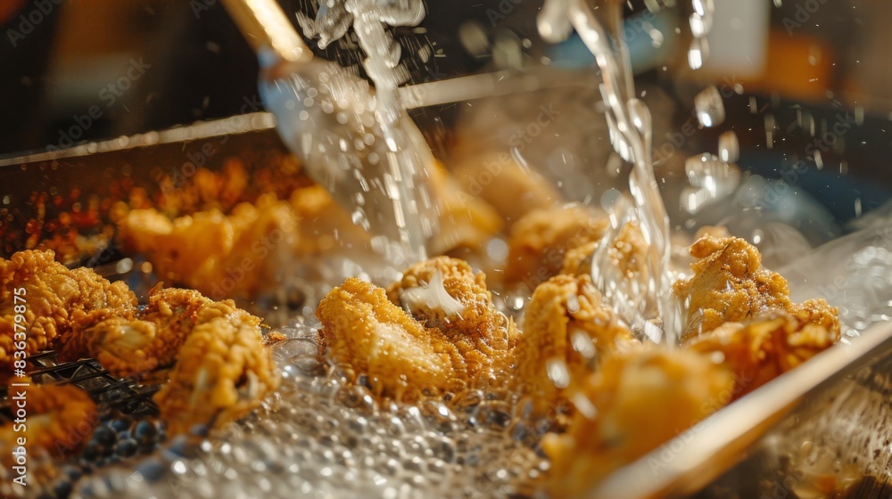 A close-up of oysters being breaded and fried to golden perfection, served hot and crispy as a mouthwatering appetizer. A close-up of oysters being breaded and fried to golden perfection, served hot and crispy as a mouthwatering appetizer.