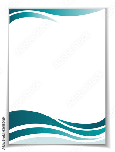 A4 invoice template with minimalist design. border gradient blue wave pattern at the top and bottom, adding an elegant touch. rest space is white, allowing for easy customization of invoice details