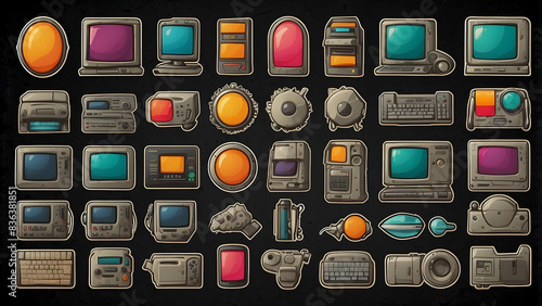 Retro gadgets and devices illustration