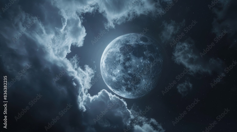 A dramatic sky with clouds drifting across the moon, creating a captivating lunar spectacle A dramatic sky with clouds drifting across the moon, creating a captivating lunar spectacle