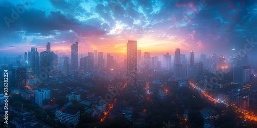 Twilight Cityscape of Bangkok, generative ai © Matus