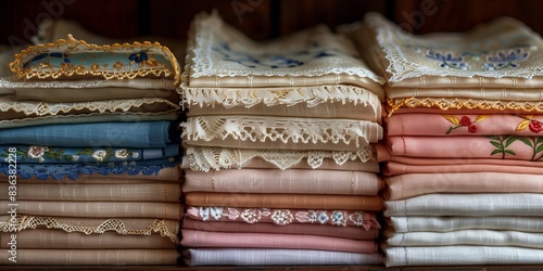 Timeless Grace: Hand-Embroidered Hankies with Unique Designs, generative ai