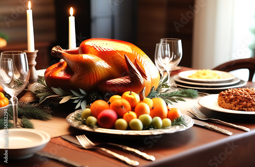 Thanksgiving turkey dinner. Festive dinner