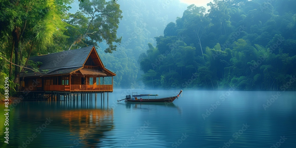 Tranquil Tropical Retreat, generative ai Tranquil Tropical Retreat, generative ai