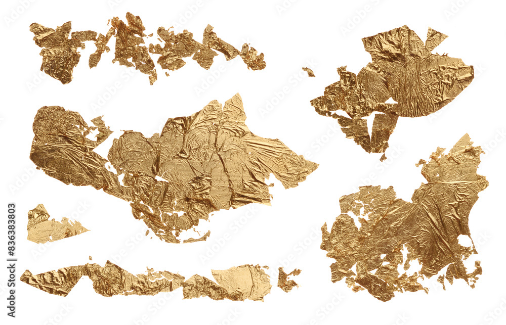 Fototapeta premium PNG Art Bronze glittering smear brushstroke stain painting blot isolated on transparent background. Abstract Gold leaf crumbled texture.