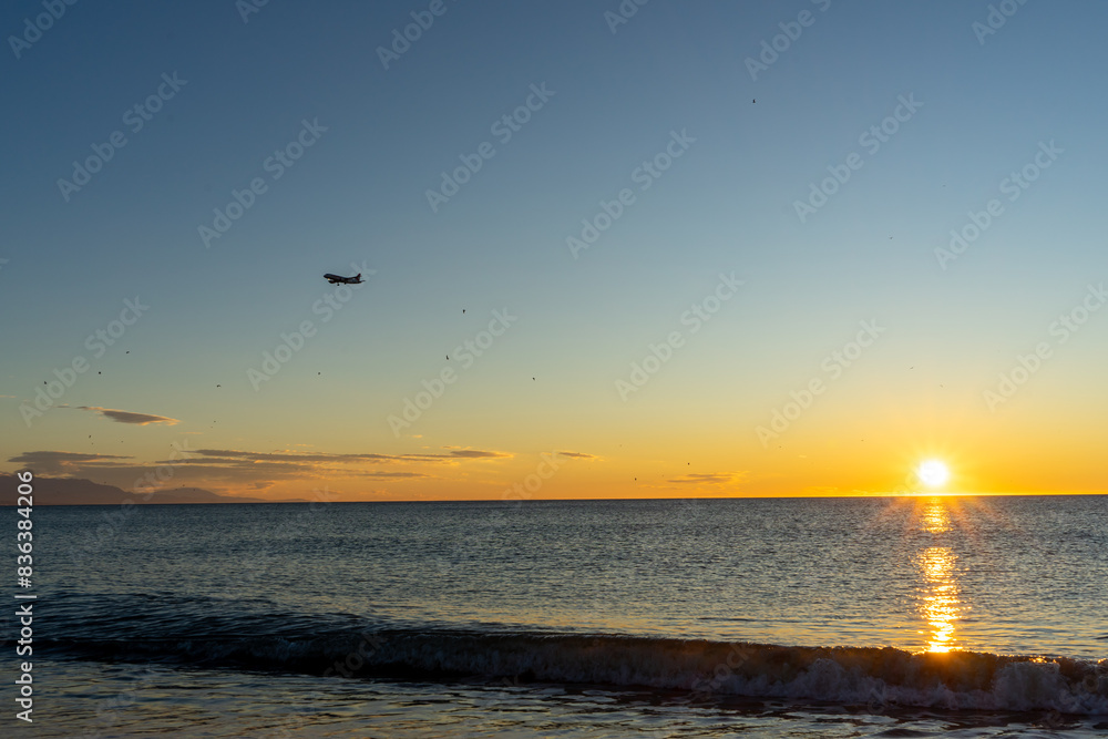 Sunrise over Mediterranean Sea, Costa del Sol, Malaga, Spain Sunrise over Mediterranean Sea, Costa del Sol, Malaga, Spain
