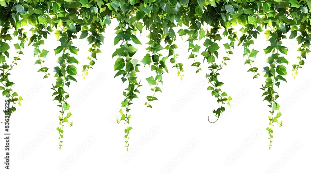 Hanging tropical creeper vines creating a border, isolated on clear background. Hanging tropical creeper vines creating a border, isolated on clear background.