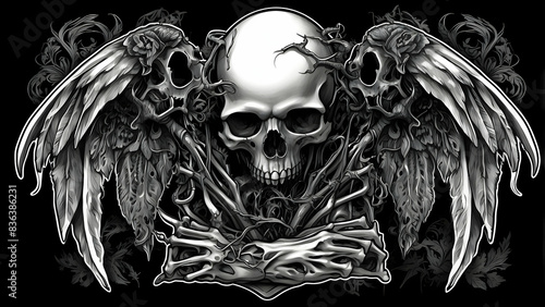 Dark angel wings with gothic elements