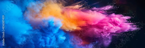 A captivating scene unfolds with swirling pink and blue smoke creating a dreamy backdrop  blending into an abstract haze. The display is mesmerizing and enchanting  with an ethereal and vibrant feel