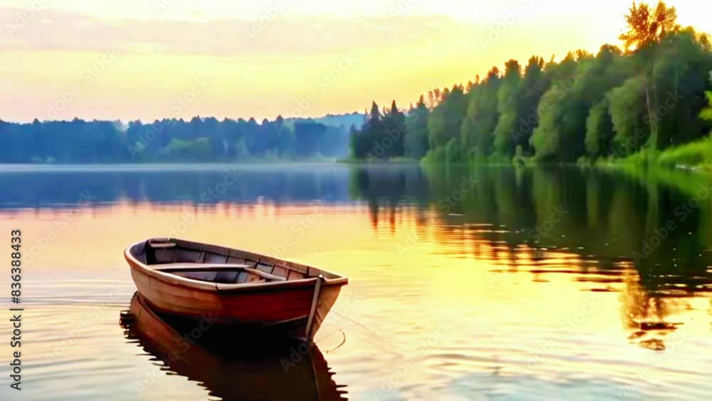 beautiful lake in the morning. Seamless 4k time lapse virtual video animation background beautiful lake in the morning. Seamless 4k time lapse virtual video animation background