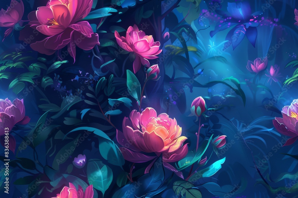 Fototapeta premium A captivating seamless blossom filled tapestry pattern for dynamic visual solutions