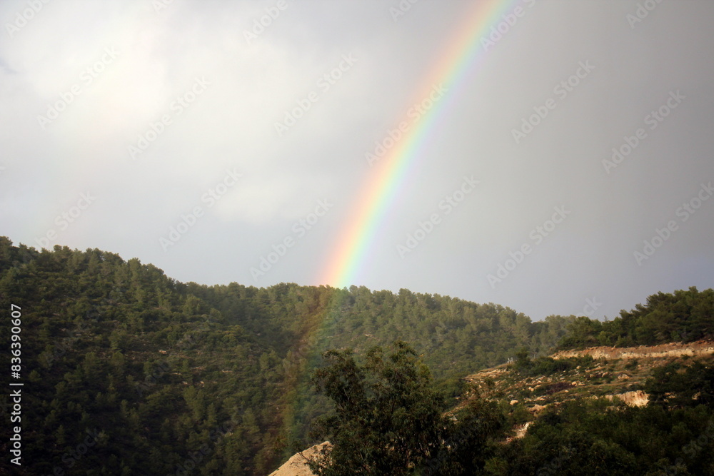 Rainbow on the shores of the Mediterranean Sea in northern Israel. Rainbow on the shores of the Mediterranean Sea in northern Israel.