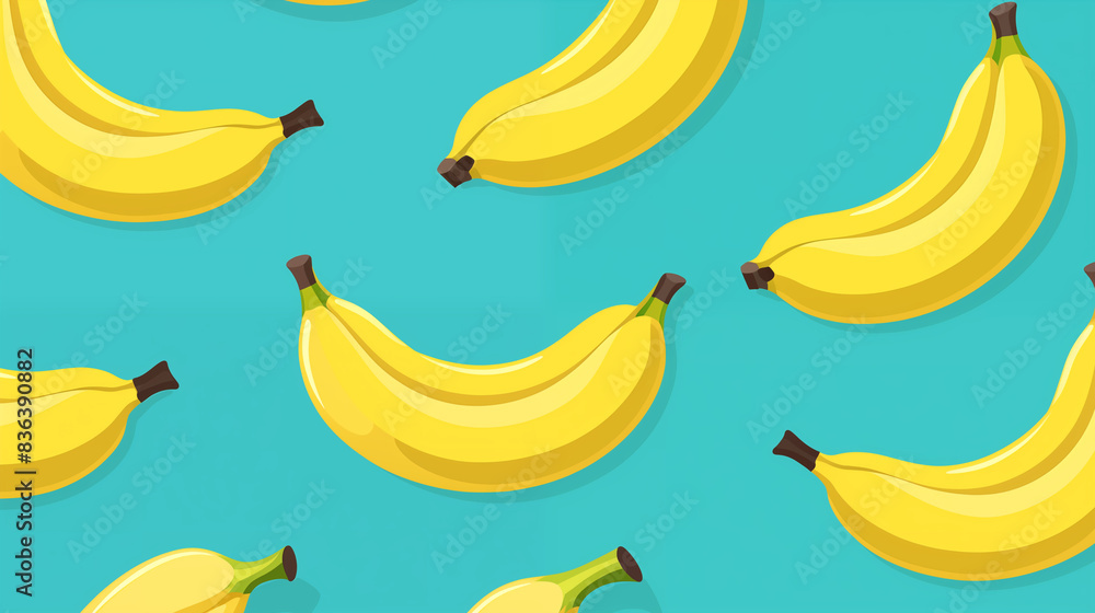 Illustration de bananes jaunes en motifs sur un arrière-plan et fond bleu. Nourriture, fruit, dessert, sain. Pour conception et création graphique. Illustration de bananes jaunes en motifs sur un arrière-plan et fond bleu. Nourriture, fruit, dessert, sain. Pour conception et création graphique.
