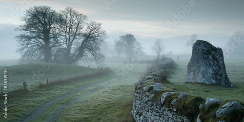 In a mystical atmosphere Avebury with its ancient _001