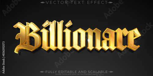 Billionare gold sparkle text effect, editable royal and shiny text style