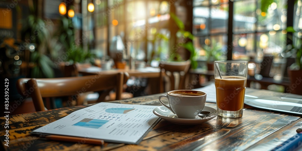 Creative Workspace in Modern Coffee Shop, generative ai Creative Workspace in Modern Coffee Shop, generative ai