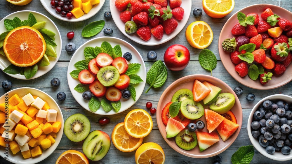 Colorful fruit platter with various fresh fruits. Colorful fruit platter with various fresh fruits.