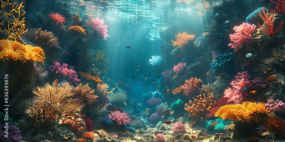 Obraz premium Exotic Undersea Garden, generative ai