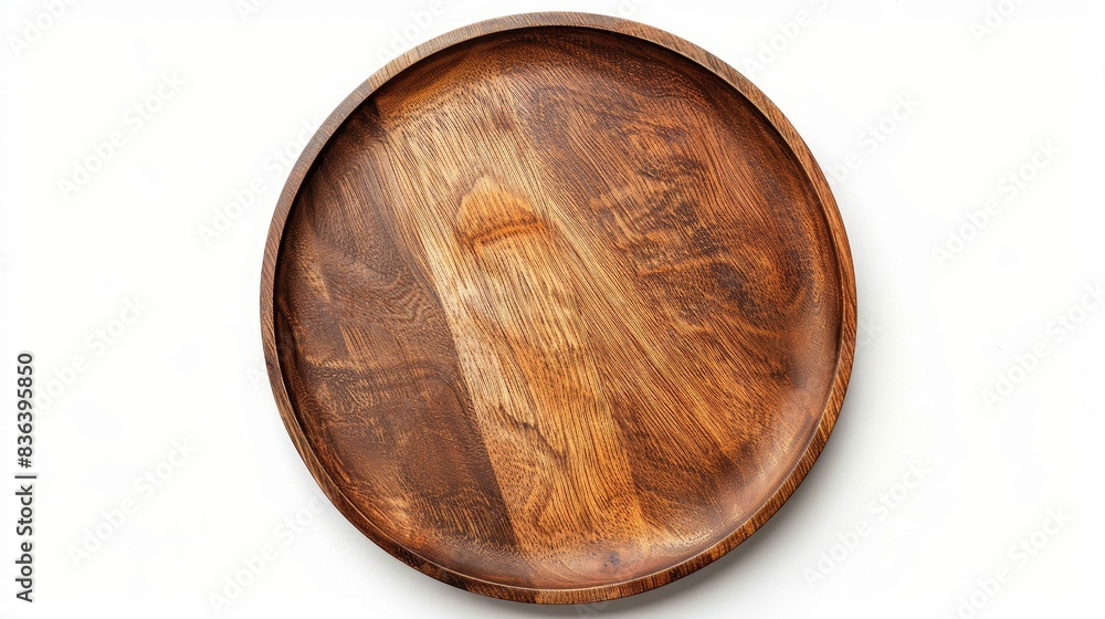 Empty wooden plate isolated on white background top view and perspective Empty wooden plate isolated on white background top view and perspective