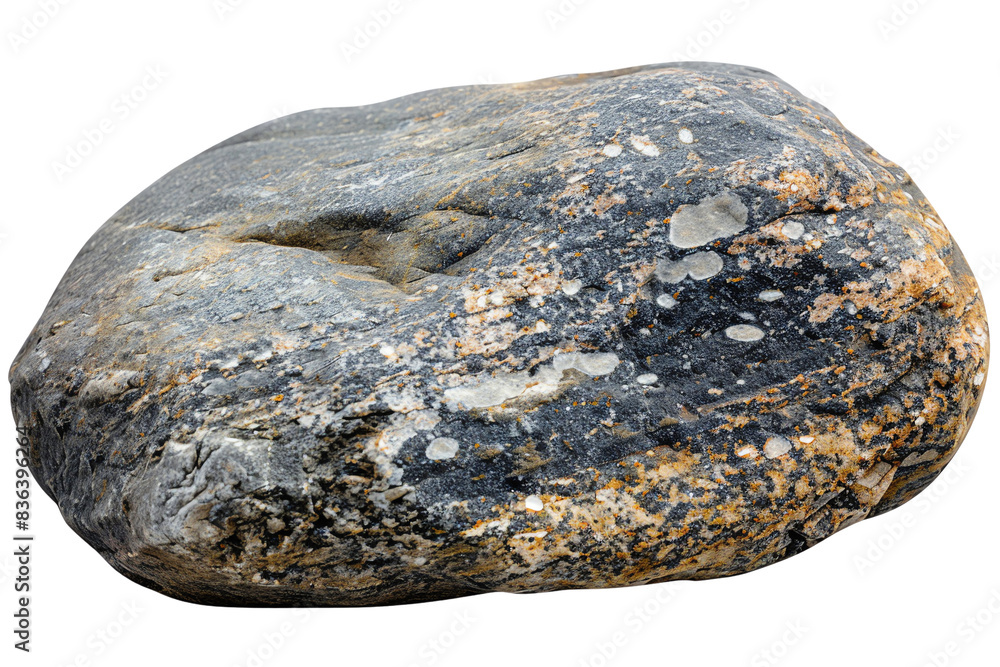 Fototapeta premium A detailed close-up of a large, weathered rock with varied textures and colors, perfect for use in nature-themed designs.