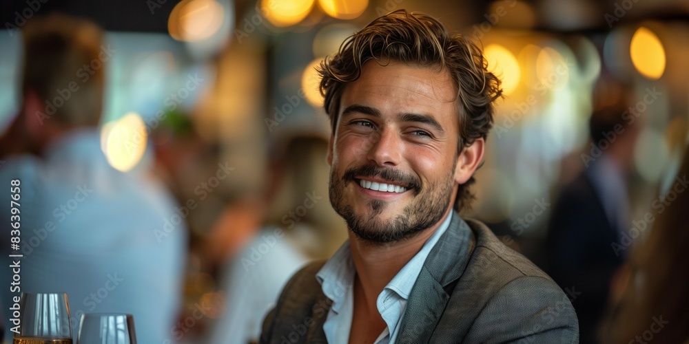 Obraz premium Stylish Professionals Discussing Opportunities, generative ai