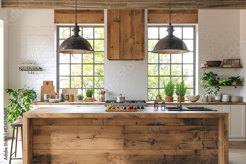 Contemporary kitchen wit sink, and luxury cabinet, wood, design furniture.