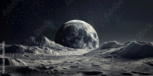A Celestial Dance: Lunar Landscape Under a Full Moons Glow