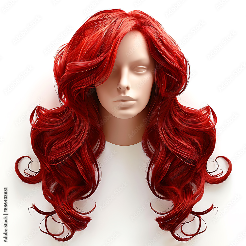 Obraz premium Long blue curly hair wig, unusual style, isolated on white 