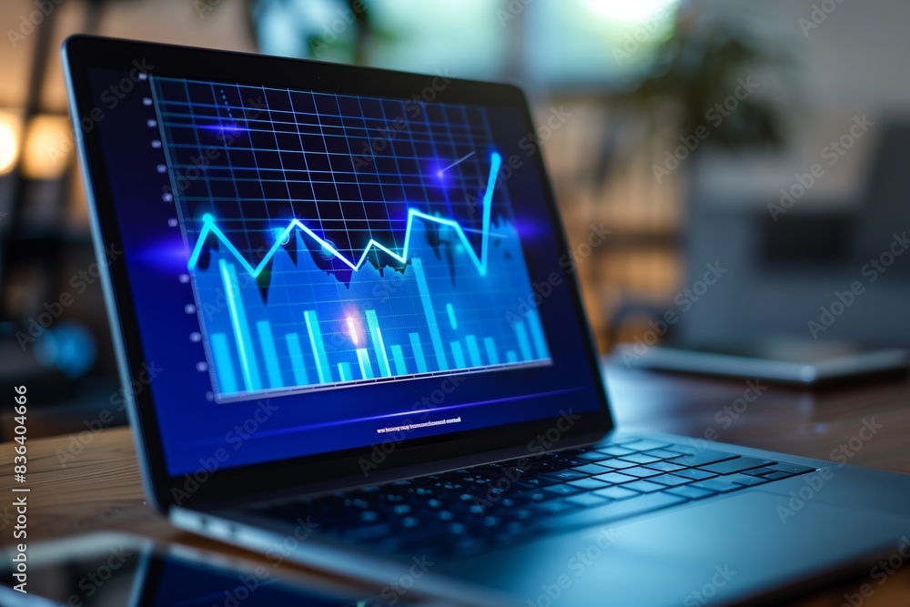 Economic Trends: Inflation Growth Chart on Laptop Screen Economic Trends: Inflation Growth Chart on Laptop Screen