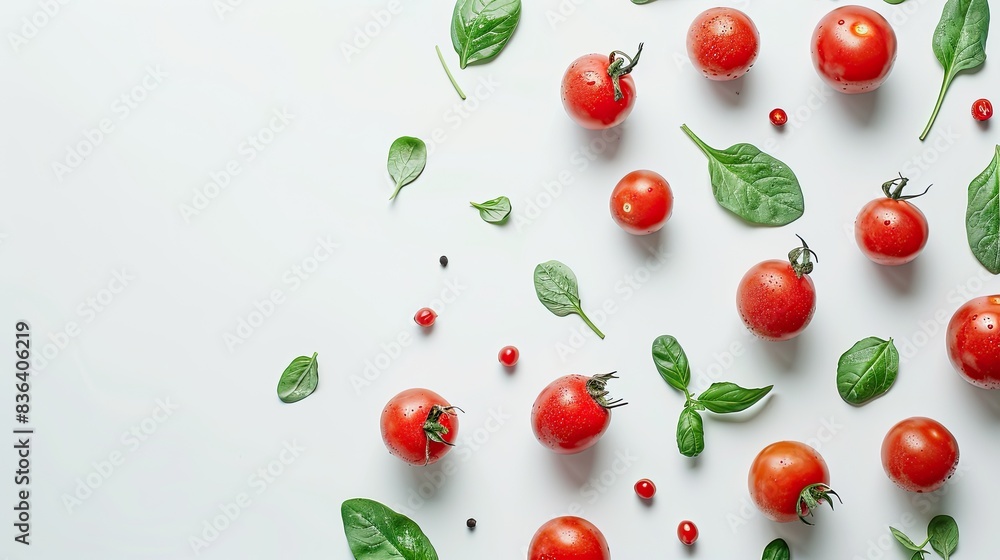 vegetables on white background top view place for text