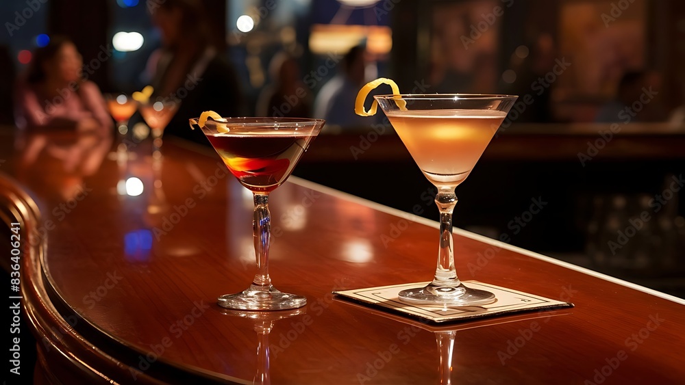 Classic alcoholic cocktail on the night bar Classic alcoholic cocktail on the night bar