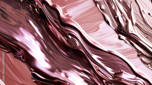  Chocolate and rose paint mingling, Ink Pulse, delicate light shines from aqueous waves, article illustration