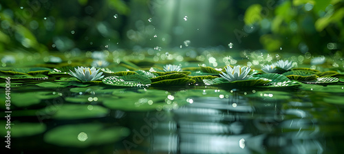 A close-up of nature bayou floraof the plants and water captured in stunning clarity