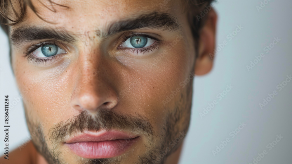 Obraz premium A young beautiful man close up