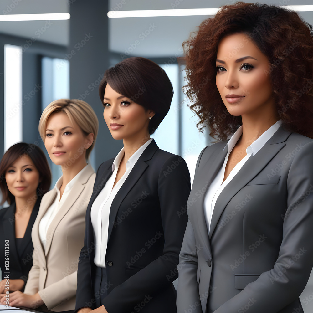 Global Economy: Illustration of Diverse Young Business Women Global Economy: Illustration of Diverse Young Business Women