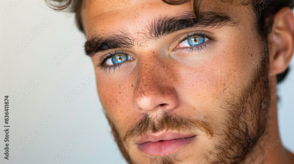 A young beautiful man close up A young beautiful man close up