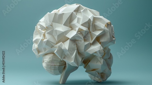A blue background with a polygonal brain illustration