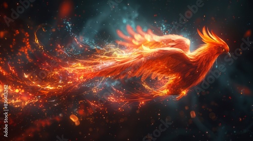 Phoenix bird concept image generated using a computer