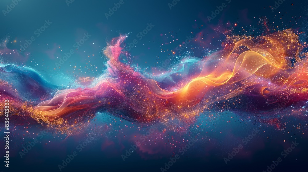 Abstract Cosmic Nebula with Vibrant Colors and Shimmering Particles Abstract Cosmic Nebula with Vibrant Colors and Shimmering Particles