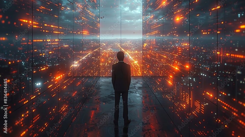 Artificial intelligence used by businessmen to analyze and visualize ...