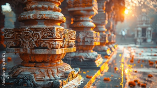 An architectural detail of Hanuman Garhi Temple in Ayodhya, India. photo