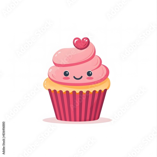 Cute sweet cupcake with smile and eyes