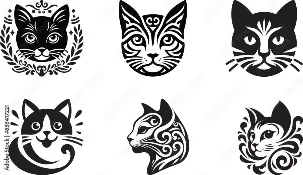Obraz premium Cat silhouette against a white background vector illustrations